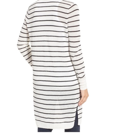 HALOGEN Open Style Linen Blend
Black White Striped Duster
Sweater Women Size Sm - Picture 3 of 9